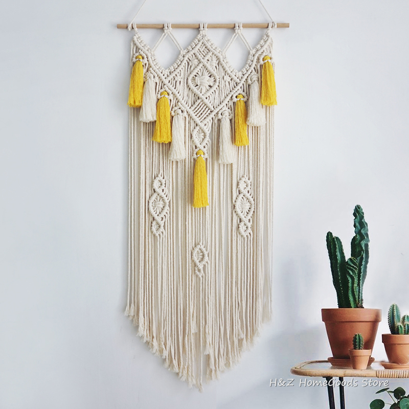 Yarn Home Decor - Macrame appeso a parete arazzo tessuto