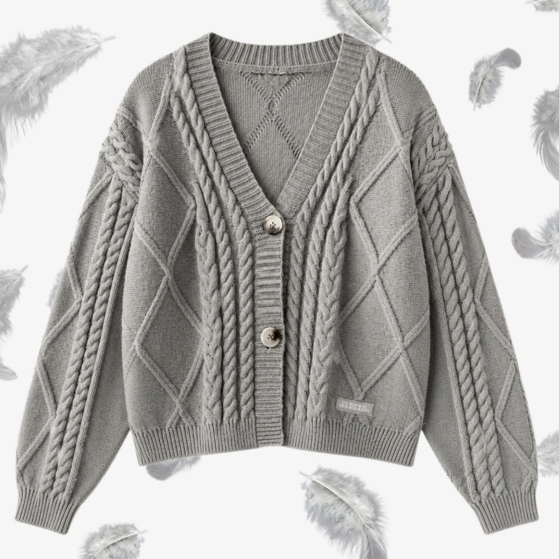Yarn Home Decor - Cardigan Grigio TTPD da Donna, Maglione